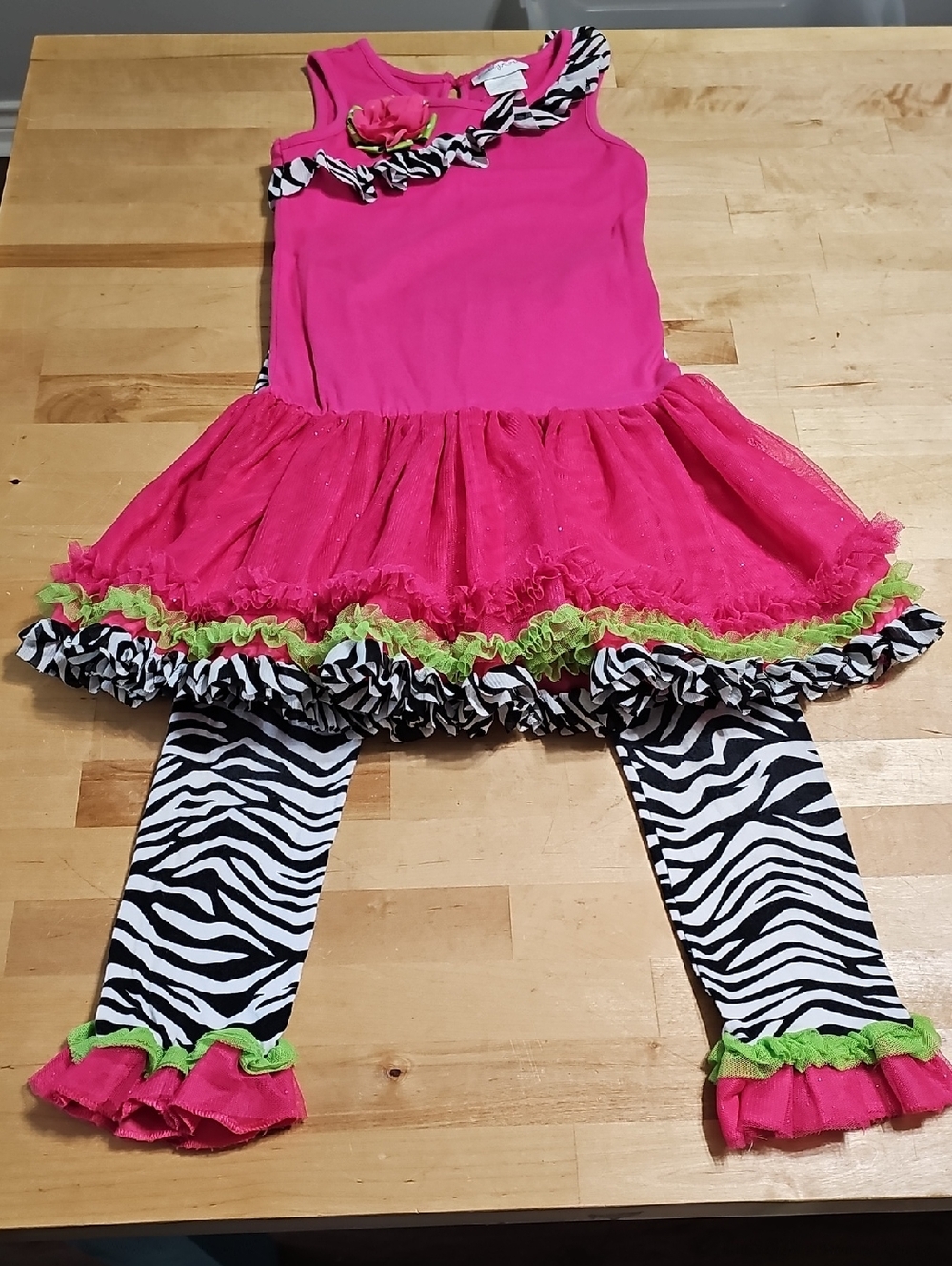 3 for $20 🦓 Emily Rose Pink Zebra Tulle Dress & Leggings Set Girls 6X